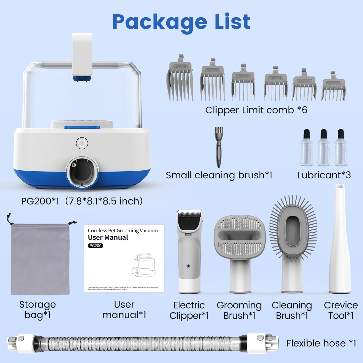 PG200 | Cordless Rechargable Pet Grooming Kit & Vacuum | Pet Vacuum Groomer