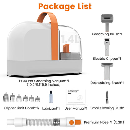 PG10 | 5 in 1 Portable Pet Grooming Kit with Vacuum | Pet Vacuum Groomer
