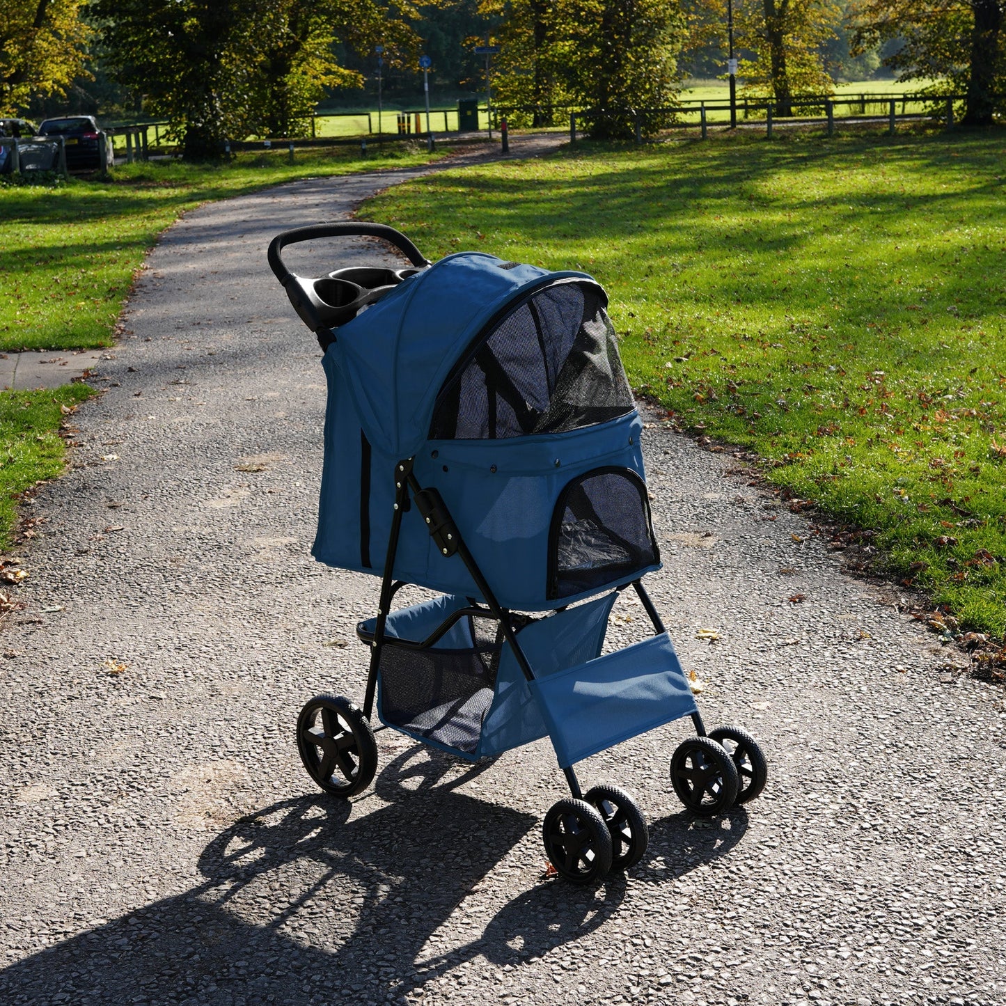 Pet Stroller with Rain Cover & Caddy Bag