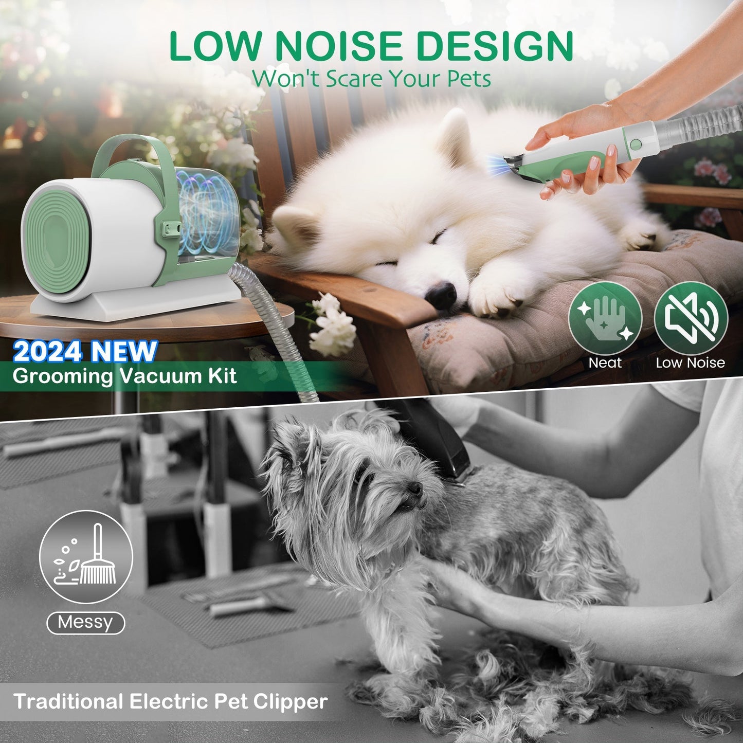 PG50 Plus | 7 in 1 Pet Grooming Kit with Vacuum | Pet Vacuum Groomer