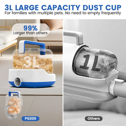 PG200 | Cordless Rechargable Pet Grooming Kit & Vacuum | Pet Vacuum Groomer