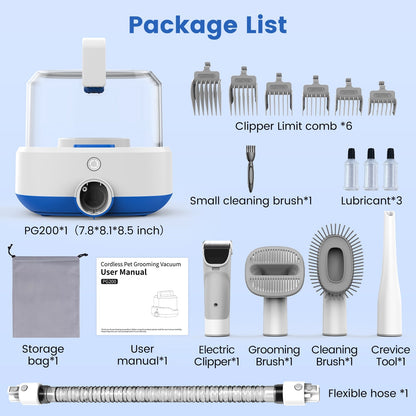 PG200 | Cordless Rechargable Pet Grooming Kit & Vacuum | Pet Vacuum Groomer