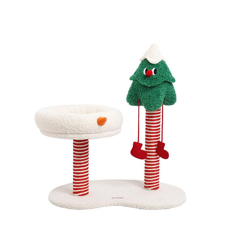 Christmas Snow Wonderland Cat Scratching Post & Bed