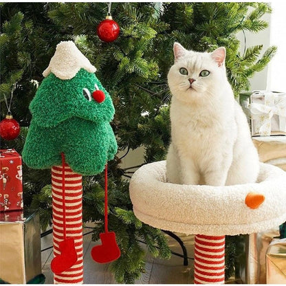 Christmas Snow Wonderland Cat Scratching Post & Bed